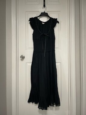 Kimchi Blue Black Ruffle-Trim Midi Dress